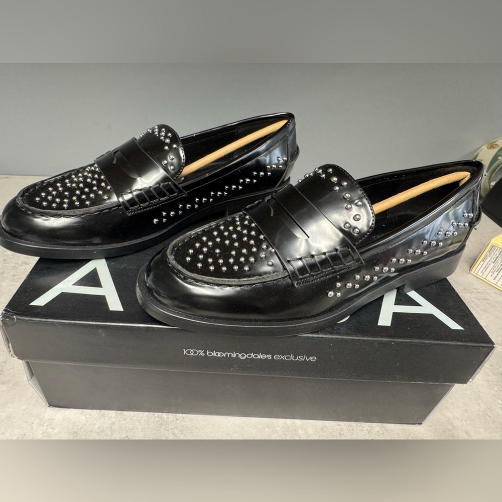NIB- Aqua women’s Black Studded Loafers